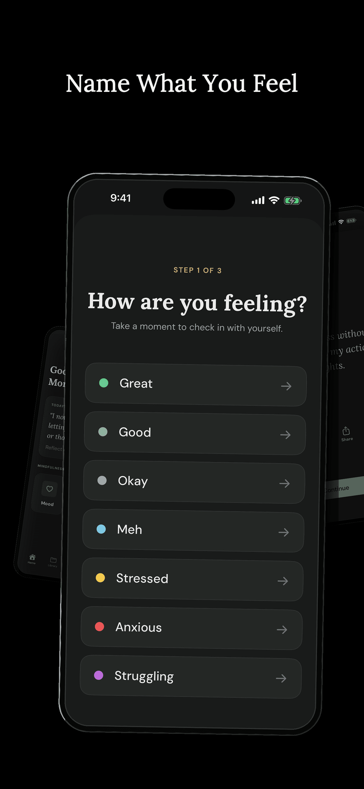 AffirmLock mood check-in screen
