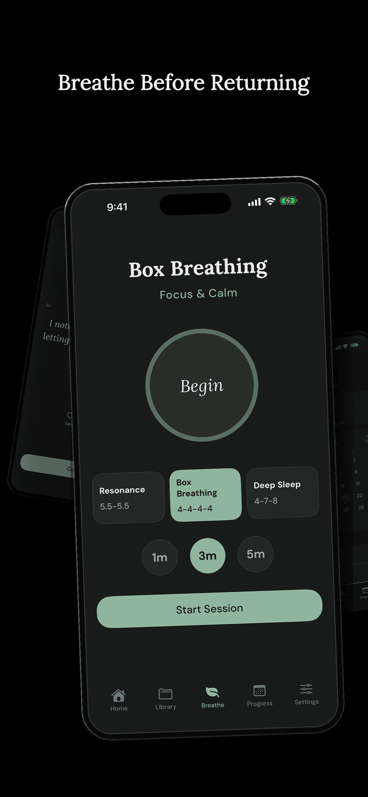 AffirmLock breathing screen